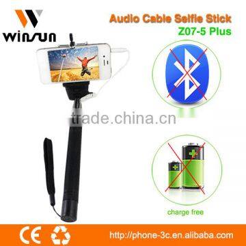 wholesale item for resale selfie stick with cable, selfie stick extendable hand held monopod, cable monopod for smartphone