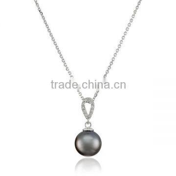 14k White Gold Plated 925 Silver Natural Color Pearl Jewelry Necklace