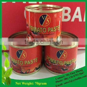 Factory Supply 70gram Tinned Tomato Paste