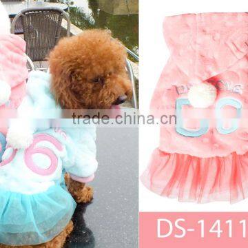 Sweet Spring Soft Plush Dog Coats Hooded Clothes ,red&blue photo-2
