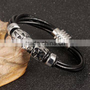 Ally Express Wholesale Bracelet Black Leather Lion Men Bracelet photo-3
