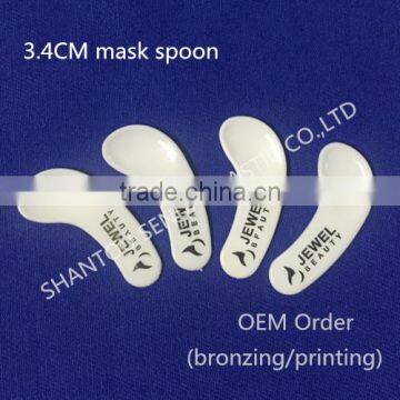 3.4CM mask spoon with hot stamping , cosmetic spatula with silk printing. OEM order for cream spatula