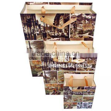 2016 newest old city design paper bag with print/ craft bag ,paper carry bag print