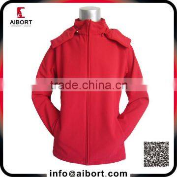 Women Red soft shell jacket with hood