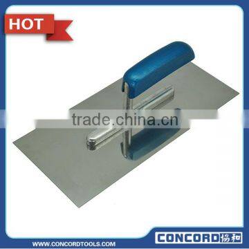 Plastering trowels with silver blue wooden handle, stainless steel blade