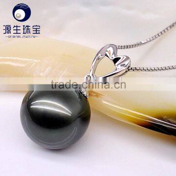 Low Price Real Natural 11--12mmtahitian Black Pearl Necklace Pendant