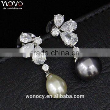 2016 New Model Silver Zirconia Earrings Jewelery Latest Design Of Pearl Earrings