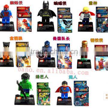 SY180 super man Ironman hulk batman 8pcs building block sets plastic block for kids