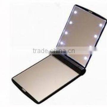 Plastic compact mirror with 8 LED