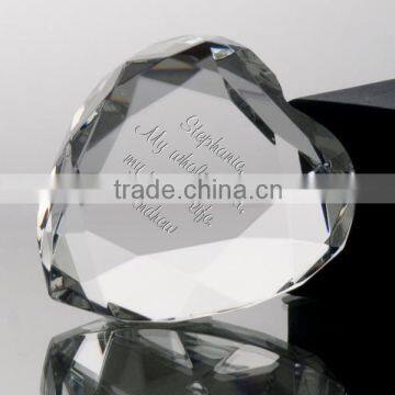 Wholesale clear transparent crystal glass heart diamond shape paperweight for wedding favors gifts