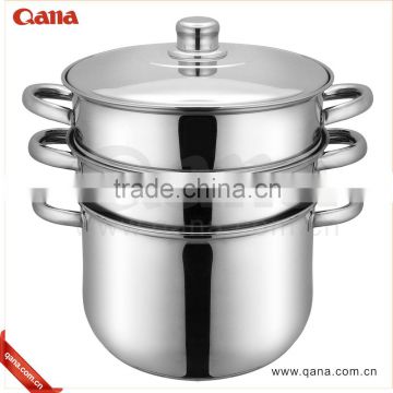 2016 hot sale 3 Layer Stainless Steel Steamer with 2 mesh steamers