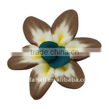 Handmad Polymer Clay Beads, Flower, Multicolor, about 26x9mm, hole: 2mm(RESI-Q008-1)