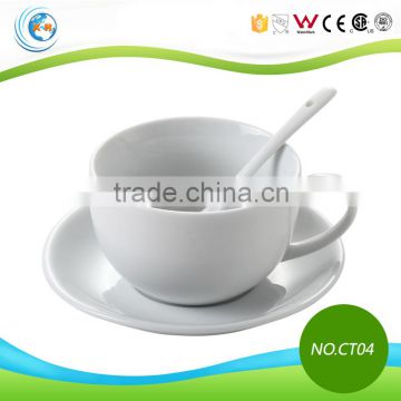 Wholesale White Ceramic Coffee Cup and Saucer