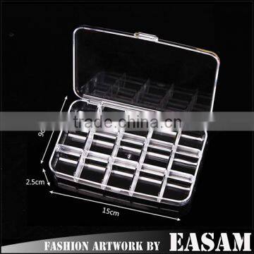 15cells transparent plastic empty nail box for nail salon