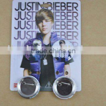 Super star Justin Bieber promotional gift tinplate badge