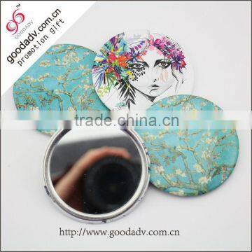 Advertising oem logo printed beautiful compact tin mirrors