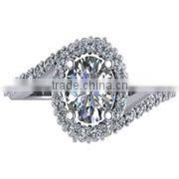 White Platinum Plated 925 Sterling Silver White Cz Ring Mount004
