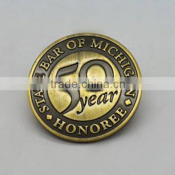 2015 wholesale antique bronzn custom medal badges for uniform