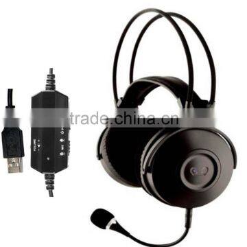 Computer USB stereo headphones 7.1 Surround Sound PC Gaming Headset with LED logo light & detachable mic