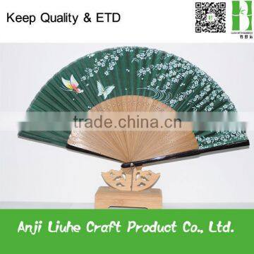 Japanese style silk bamboo folding hand fan