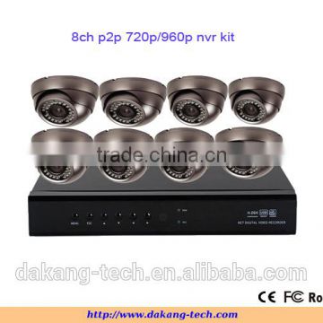 IP Camera and P2P NVR, H.264 NVR Kit,8pcs 720P outdoor camera NVR system