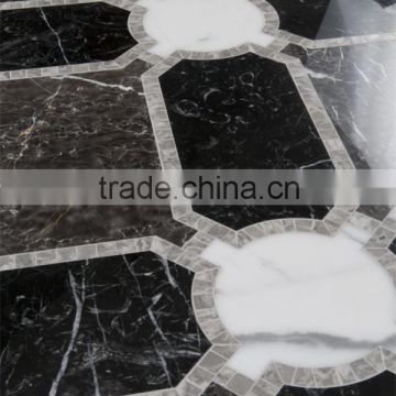 Dark color water jet marble mosaic, fancy marble waterjet floors tiles, water jet marble