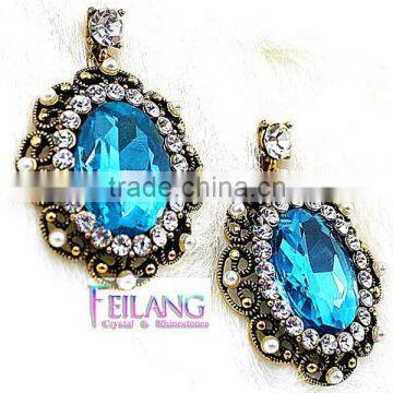 European And American Retro Inlaid Semi-precious Stones Drop Earrings