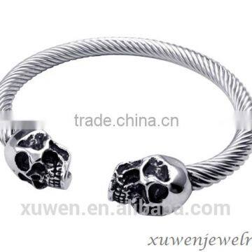 Cable Wire Mens 316l Stainless Steel Bracelet With Skull photo-3