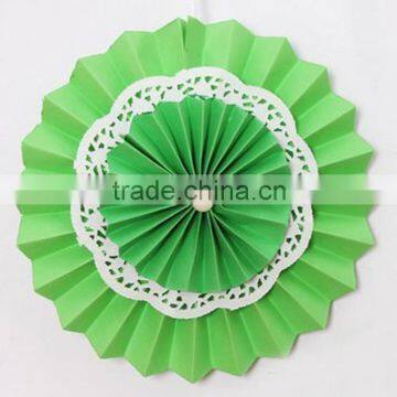 Green Paper Fans Backdrop Hanging Paper Fans Decoration Vintage Collection HANGING FANS Wedding Decoration