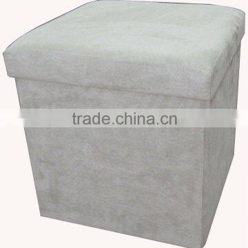 White Suede folding storage ottoman