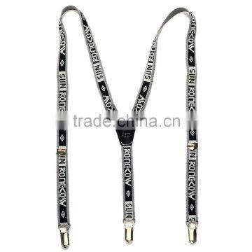 embroidery logo fashion suspenders adjustable elastic braces