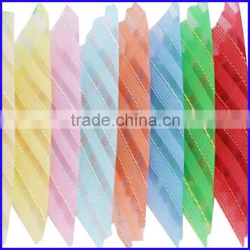 100% polyester mini striped organza mesh dress fabric