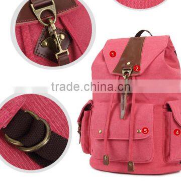 Girl pink canvas backpack waxed canvas rucksack since 1997