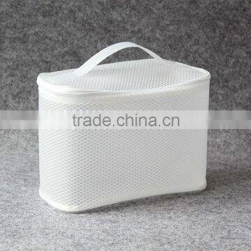 New fashion fabric clear mesh cosmetic bag with hanging