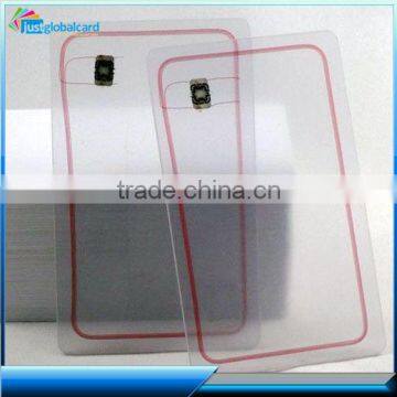 Hot sale custom made transparent plastic blank card whit chip EM4305