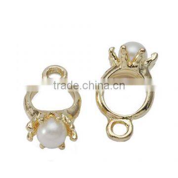 Fashion Oil Drip Metal Pearl Ring Jewerly Findings