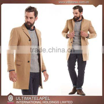 High Quality Custom Made Notch Lapel Men Fashion Long Coat Winter