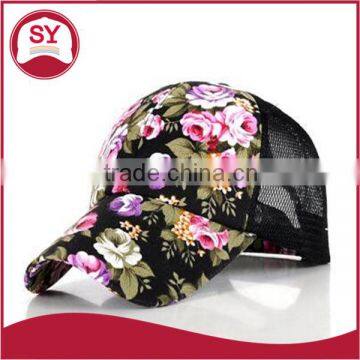 Summer Printed Rose Women Cap Baseball Cap Wholesale Mesh Cap/trucker Cap photo-4