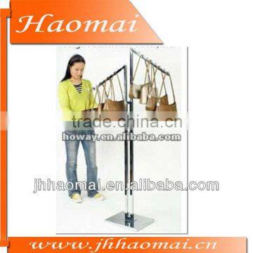 two sides waterful chromed metal garment display rack,metal clothing display rack,floor standing metal display rack