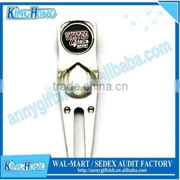 Metal silver plated ball marker Golf divot tool
