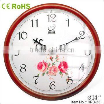 14 inch New product hanging clock home decor wooden wall clock(14W10RB-33)