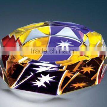 small order crystal ashtray,crystal smoking accessory with engraved logo color for bar decorations (R-1012