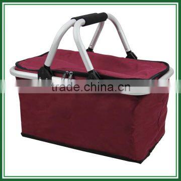 Factory price insulated collapsible picnic basket, folding picnic basket