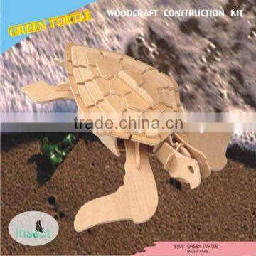 3-D Wooden Puzzle - Green Turtle - Decoration Kit for Kids