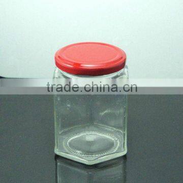 250ml seal hexagon glass container with cap