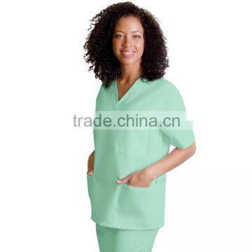 ladies' V neck scrubs top / fashion scrubs sets/medical scrubs brushed poplin tops