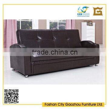 Fashion Design Rhombus Leather Recliner Sofa Foldable Bed With Metal Legs