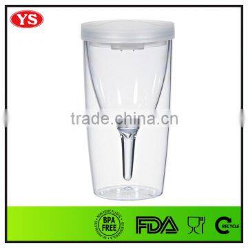 Transparent double layer 10 oz plastic cup for wine