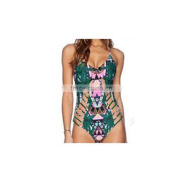 BSC084 Womens Hot Sex Images One Piece Printing Triangle Bikini Swimwear photo-3