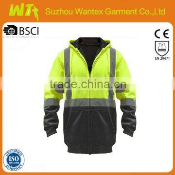 high quality cheap softshell reflective workwear jacket,fluo yellow softshell two tone jacket